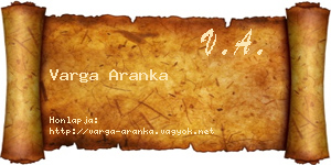 Varga Aranka névjegykártya